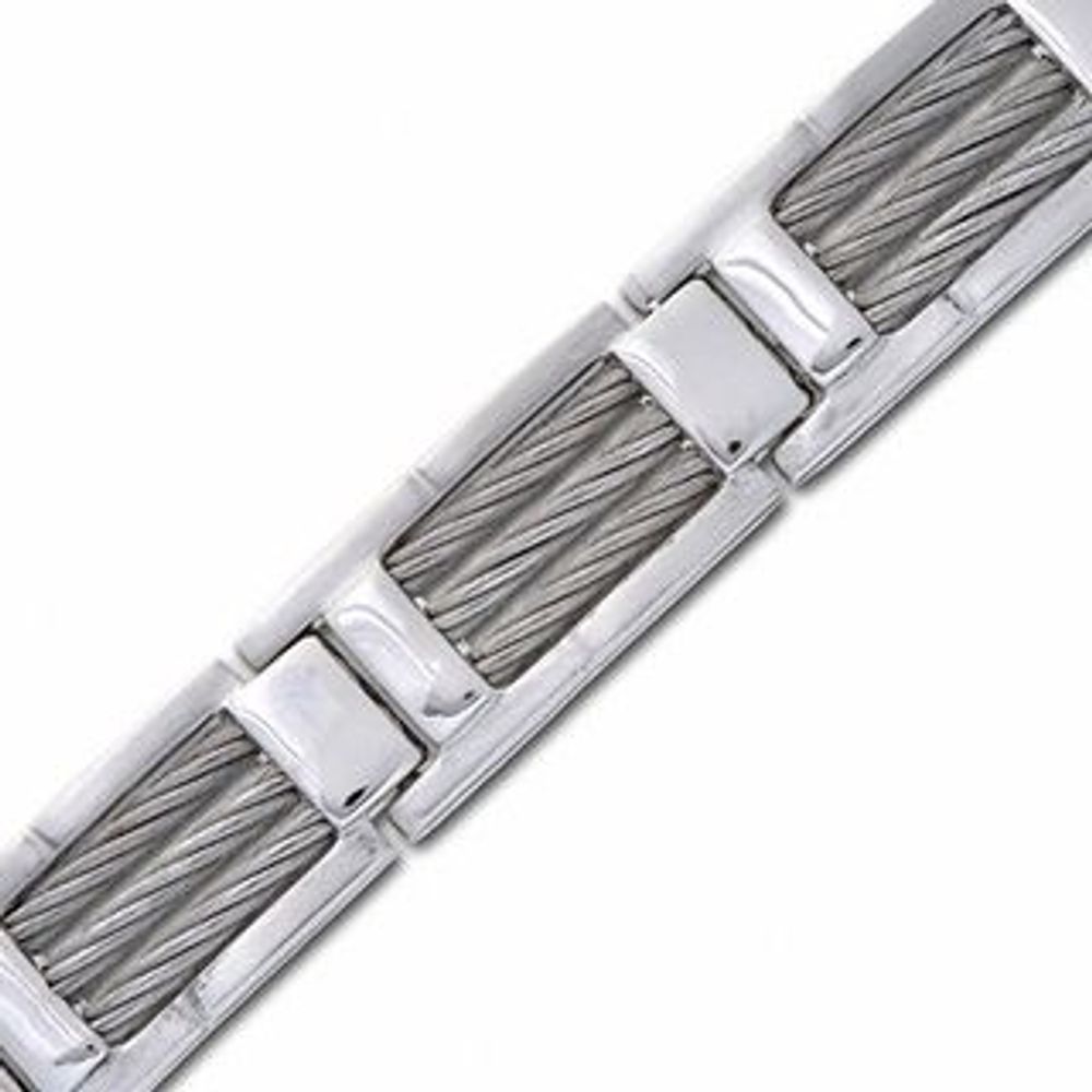 Men's Three-Row Cable Bracelet in Stainless Steel - 8.25"|Peoples Jewellers