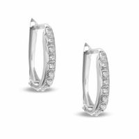 Diamond Fascination™ Small Wide Oval Hinged Earrings in 14K White Gold|Peoples Jewellers