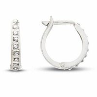 Diamond Fascination™ Petite Hoop Earrings in 14K White Gold|Peoples Jewellers