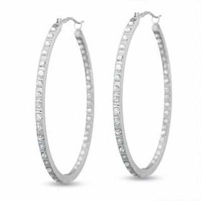Diamond Fascination™ Inside/Out Hoop Earrings in 14K White Gold|Peoples Jewellers