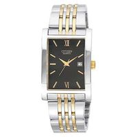 Men's Citizen Two-Tone Stainless Steel Watch with Rectangular Black Dial (Model: BH1374-51E)|Peoples Jewellers
