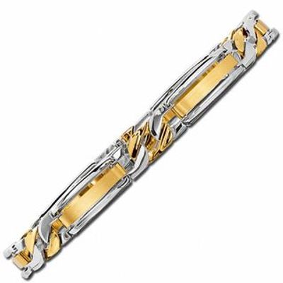 Men's Link Bracelet in 10K Two-Tone Gold - 8.5"|Peoples Jewellers
