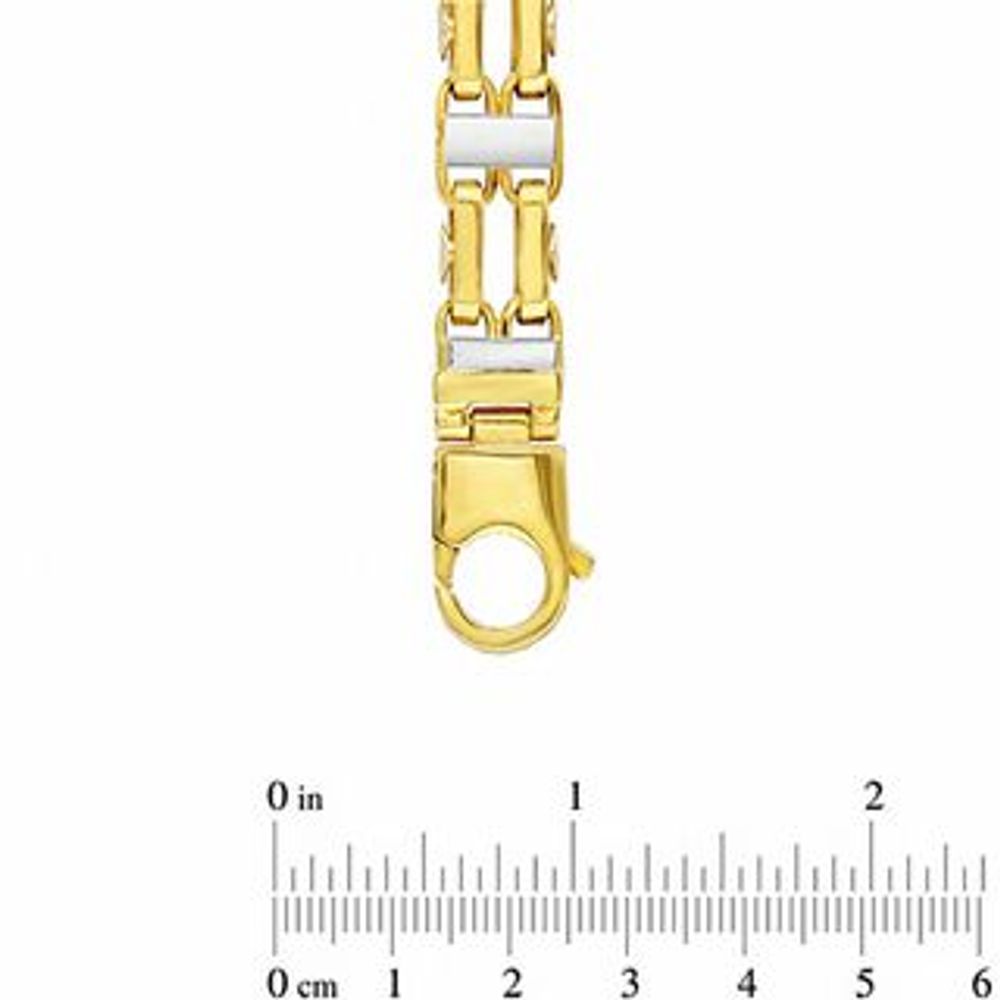 Men's Hollow Short Link Bracelet in 10K Two-Tone Gold - 9.0"|Peoples Jewellers