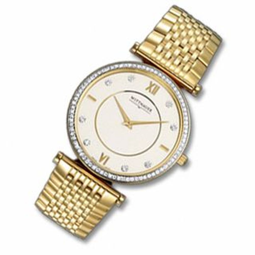 Men's' Wittnauer Stratford Diamond Accent Gold-Tone Watch with White Dial (Model: 12E23)|Peoples Jewellers