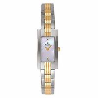Ladies Bulova Two-Tone Watch with Mother-of-Pearl Rectangular Dial (Model: 98L001)|Peoples Jewellers