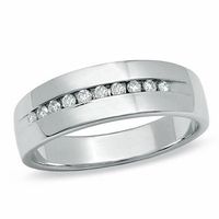 Men's CT. T.W. Channel Set Diamond Wedding Band in 14K White Gold|Peoples Jewellers