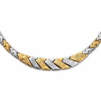 10K Two-Tone Gold Graduated Stampato Necklace|Peoples Jewellers