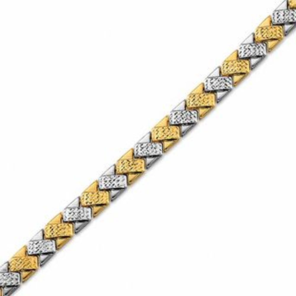 10K Two-Tone Gold Stampato "X" Bracelet|Peoples Jewellers