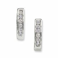 0.50 CT. T.W. Diamond Huggie Hoop Earrings in 10K White Gold|Peoples Jewellers