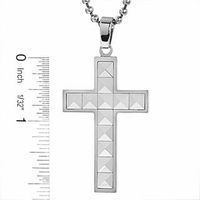 Men's Stainless Steel and Tungsten Peak Cross Pendant|Peoples Jewellers