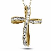 0.13 CT. T.W. Diamond Loop Cross Pendant in 10K Gold|Peoples Jewellers