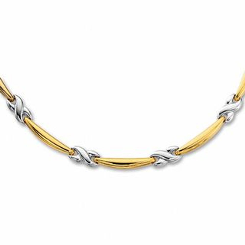 10K Two-Tone Gold "X" Stampato Necklace|Peoples Jewellers