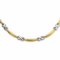 10K Two-Tone Gold "X" Stampato Necklace|Peoples Jewellers