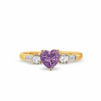 Heart-Shaped Amethyst Ring in 10K Gold with White Topaz and Diamond Accents|Peoples Jewellers