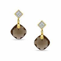 Smoky Quartz and Diamond Drop Earrings in 10K Gold|Peoples Jewellers