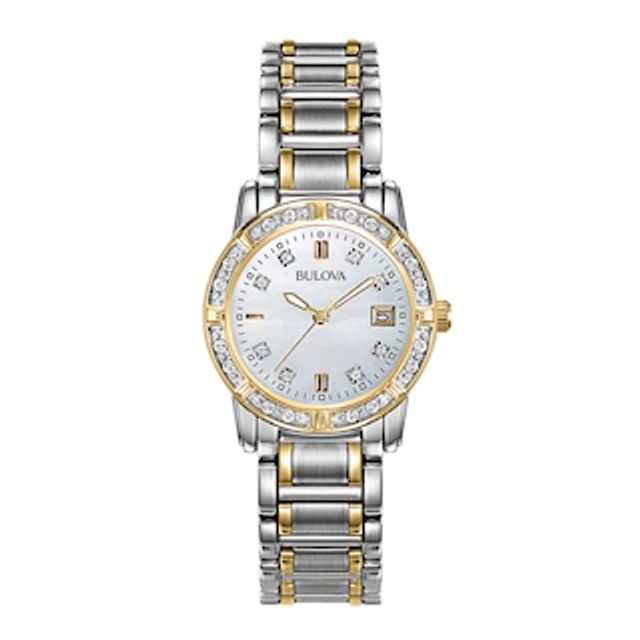 Ladies' Bulova Two-Tone Sport Diamond Accent Watch with Mother-of-Pearl Dial (Model: 98R107)|Peoples Jewellers