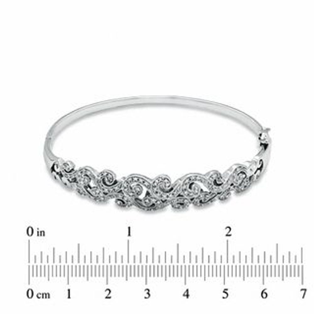 0.33 CT. T.W. Diamond Vintage-Inspired Swirl Bangle in Sterling Silver|Peoples Jewellers