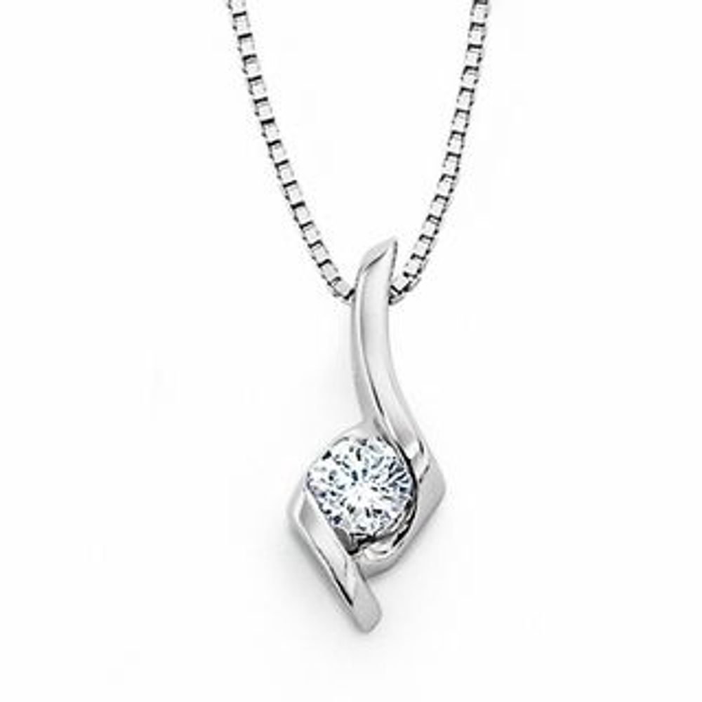 Sirena™ 0.12 CT. Diamond Solitaire Pendant in 10K White Gold|Peoples Jewellers