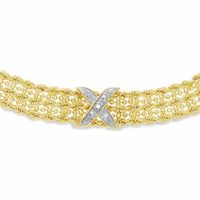 14K Gold Rope and Bead Diamond Accent "X" Necklace - 17"|Peoples Jewellers