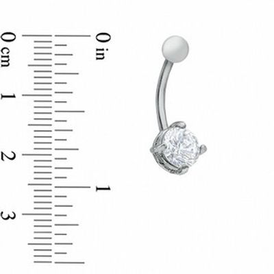 016 Gauge Belly Button Ring with Cubic Zirconia in Stainless Steel - 3/8"|Peoples Jewellers