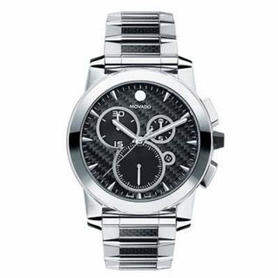 Men's Movado Vizio Stainless Steel Watch with Carbon Fibre Dial with Carbon and Rubber Strap (Model: 0606083)|Peoples Jewellers
