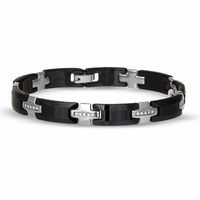 Men's 0.40 CT. T.W. Diamond Stainless Steel and Black Tungsten Bracelet|Peoples Jewellers