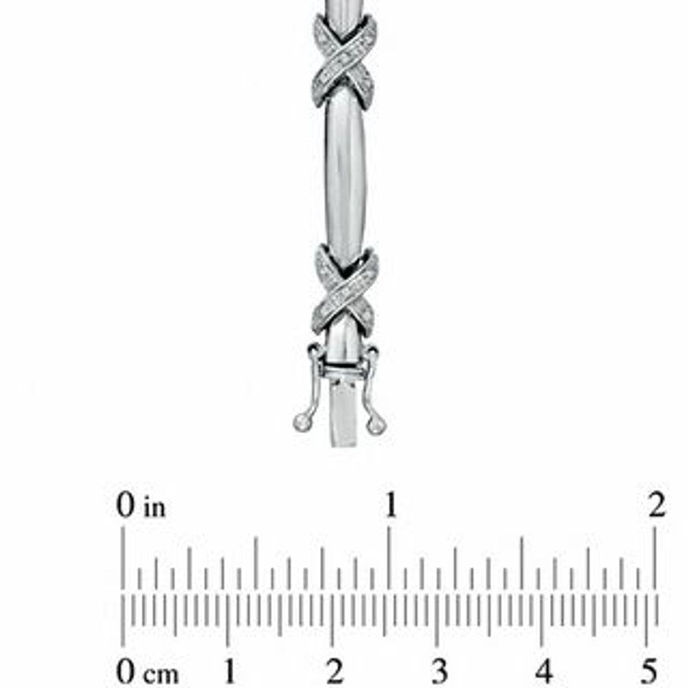 0.21 CT. T.W. Diamond "X" Bracelet in Sterling Silver|Peoples Jewellers