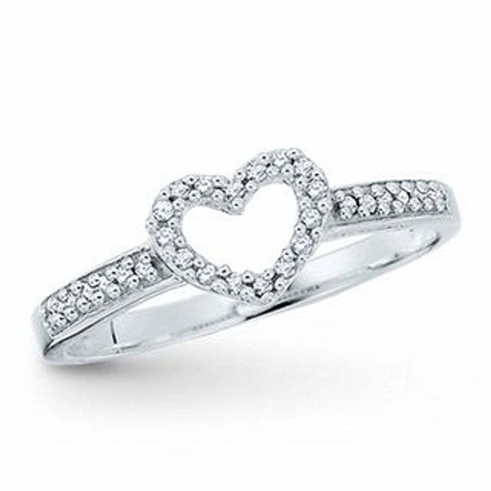 0.10 CT. T.W. Diamond Open Heart Ring in 10K White Gold|Peoples Jewellers