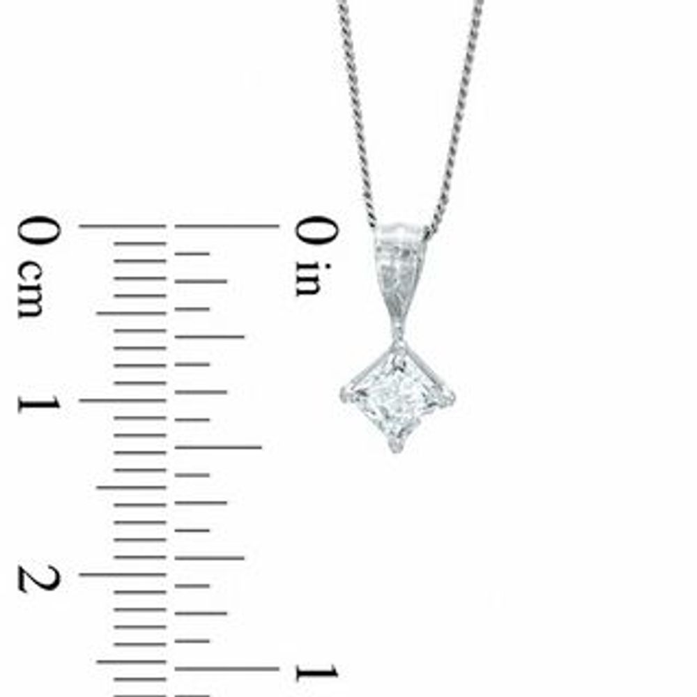 0.40 CT. Princess-Cut Diamond Solitaire Pendant in 14K White Gold (K-L/I2-I3)|Peoples Jewellers