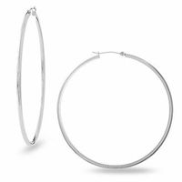 Polished Gypsy Hoop Earrings in 14K White Gold|Peoples Jewellers