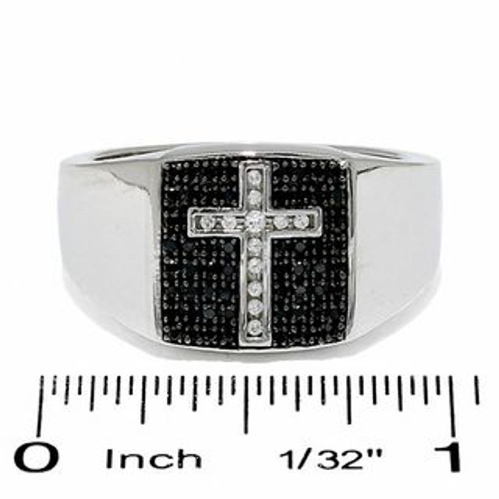 Men's 0.33 CT. T.W. Enhanced Black and White Diamond Ring in 10K White Gold|Peoples Jewellers