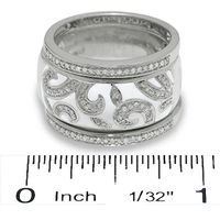 0.25 CT. T.W. Diamond White Enamel Swirl Band in Sterling Silver|Peoples Jewellers
