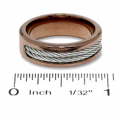 Men's Brown IP Stainless Steel and Cable Band - Size 10|Peoples Jewellers