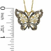 Smoky Quartz Butterfly Pendant in 10K Gold with Diamond Accents|Peoples Jewellers