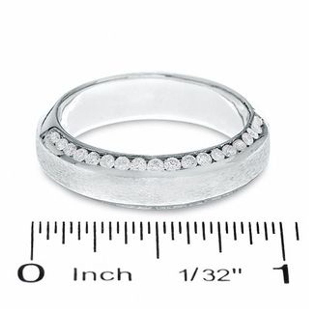 Men's 0.75 CT. T.W. Diamond Edge Satin Band in 14K White Gold|Peoples Jewellers