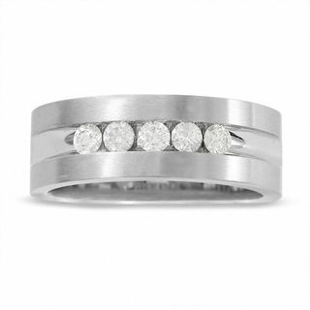 Men's 0.50 CT. T.W. Diamond Five Stone Band in 14K White Gold|Peoples Jewellers
