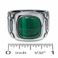 Men's Cushion-Cut Malachite Ring in Sterling Silver|Peoples Jewellers
