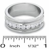 Men's 1.00 CT. T.W. Diamond Channel Milgrain Band in 14K White Gold|Peoples Jewellers