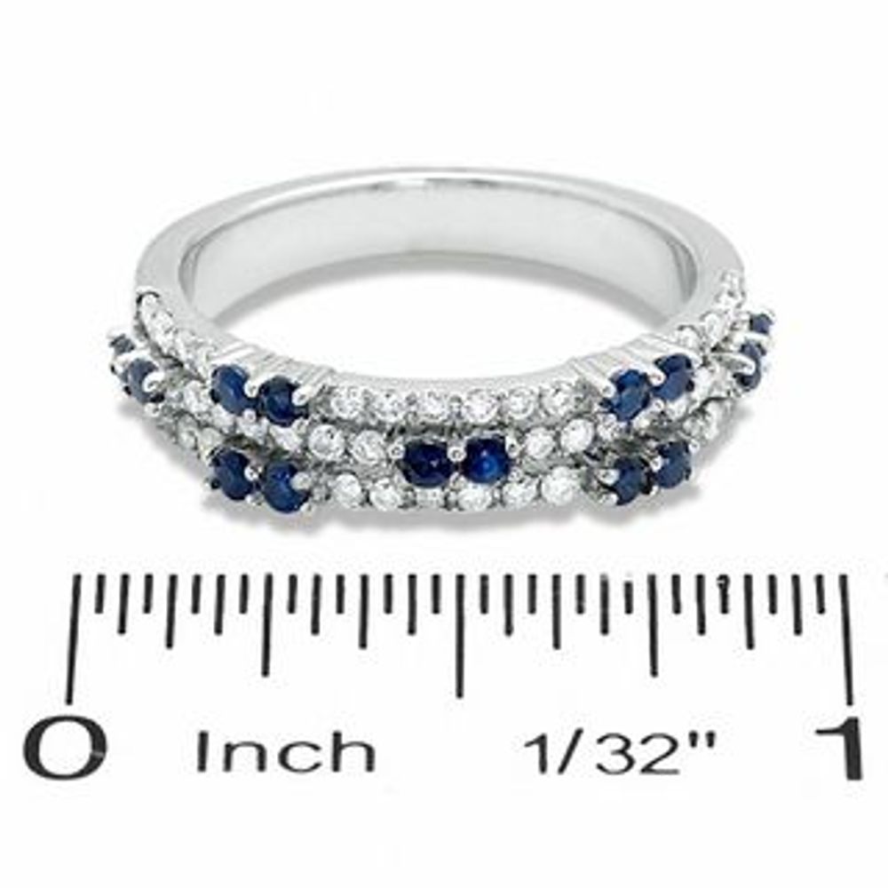 0.75 CT. T.W. Diamond and Blue Sapphire Band in 14K White Gold|Peoples Jewellers