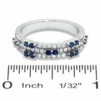 0.75 CT. T.W. Diamond and Blue Sapphire Band in 14K White Gold|Peoples Jewellers