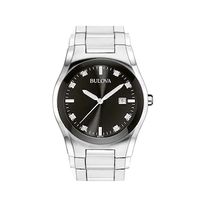 Men's Bulova Diamond Accent Watch with Black Dial (Model: 96D104)|Peoples Jewellers