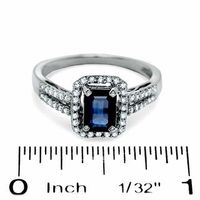 Emerald-Cut Blue Sapphire and Diamond Ring in 10K White Gold|Peoples Jewellers