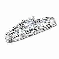 0.50 CT. T.W. Quad Princess Diamond Ring in 14K White Gold|Peoples Jewellers