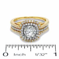 1.50 CT. T.W. Diamond Double Framed Three Piece Bridal Set in 14K Two-Tone Gold|Peoples Jewellers
