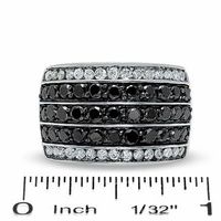 2.00 CT. T.W. Enhanced Black and White Diamond Race Track Ring in 10K White Gold|Peoples Jewellers