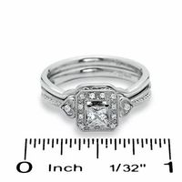 0.33 CT. T.W. Princess-Cut Diamond Framed Milgrain Engagement Ring in 14K White Gold|Peoples Jewellers