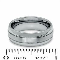 Men's 8.0mm Tungsten Carbide Satin Centre Wedding Band - Size 10|Peoples Jewellers
