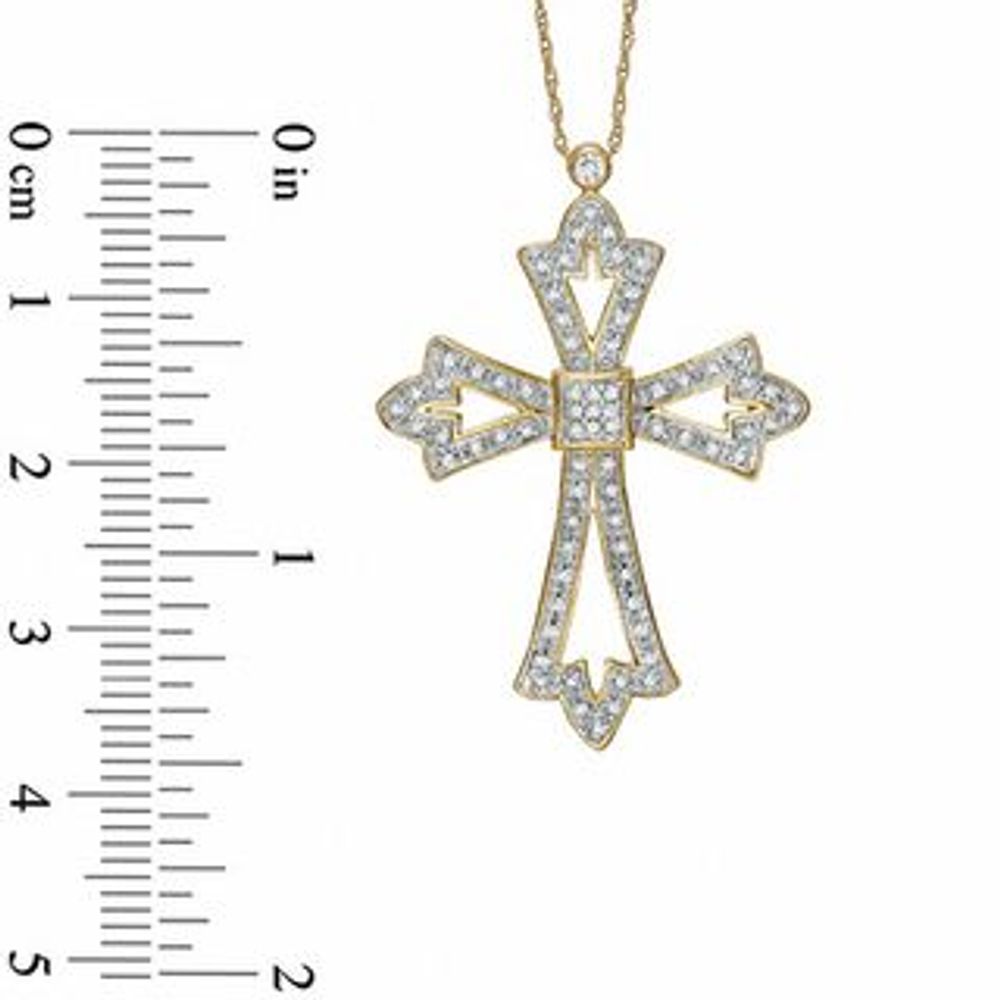 0.25 CT. T.W. Diamond Open Pointed Cross Pendant in 10K Gold|Peoples Jewellers