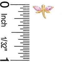 Child's Pink Cubic Zirconia Dragonfly Earrings in 14K Gold|Peoples Jewellers