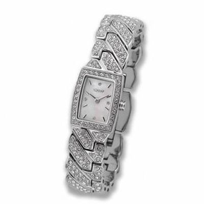 Ladies' DKNY Crystal Accent Watch with Rectangle Mother-of-Pearl Dial (Model: NY4411)|Peoples Jewellers